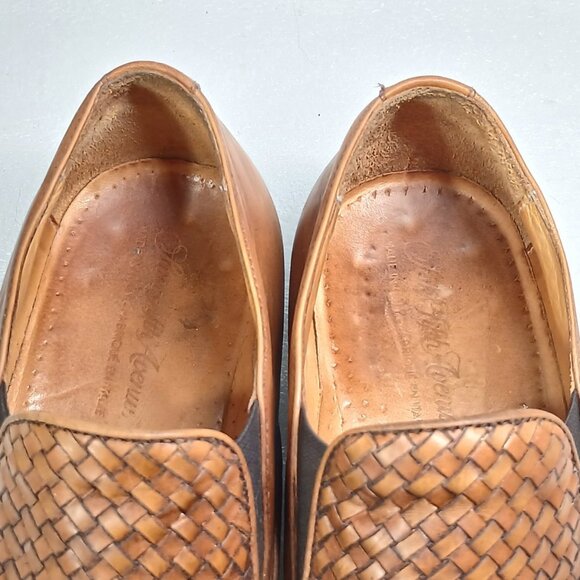 Saks Fifth Avenue Woven Leather Slip-On Loafers Mens 10 Made in Italy Good Cond - Picture 12 of 16